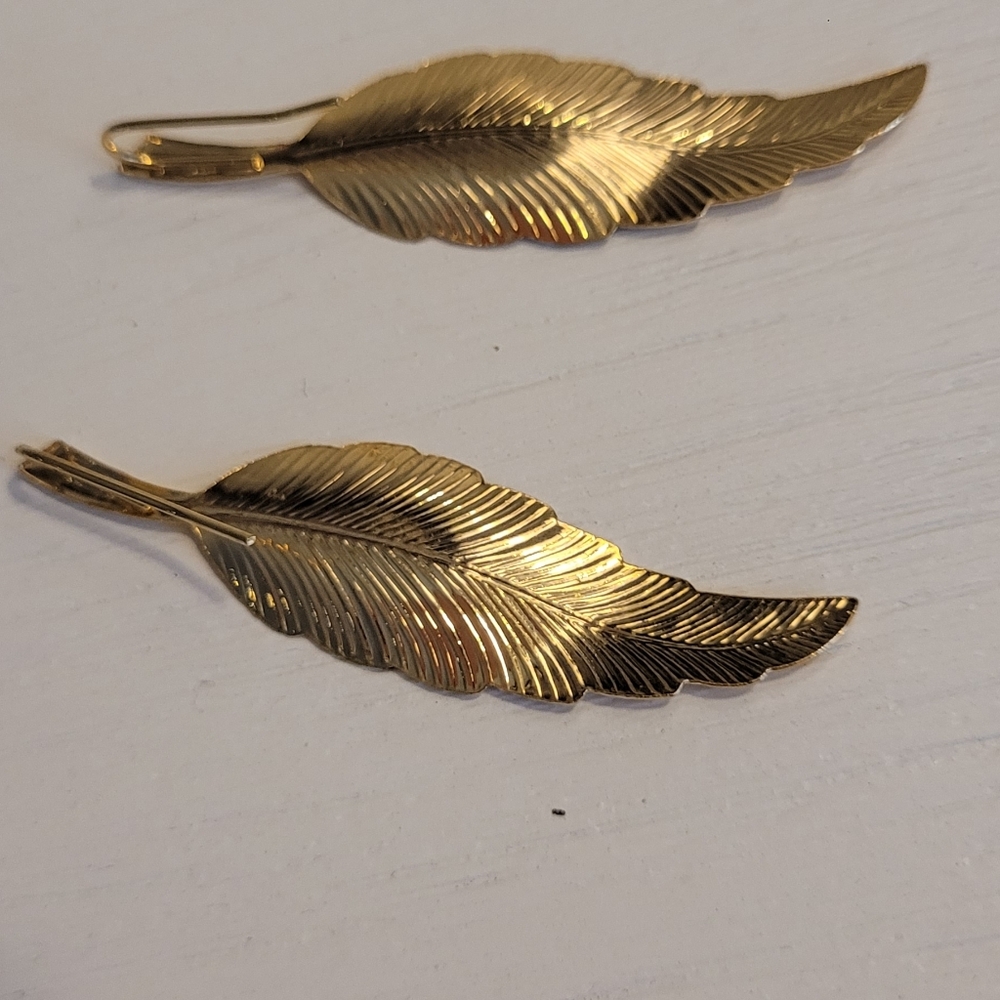 Gold Feather Earrings